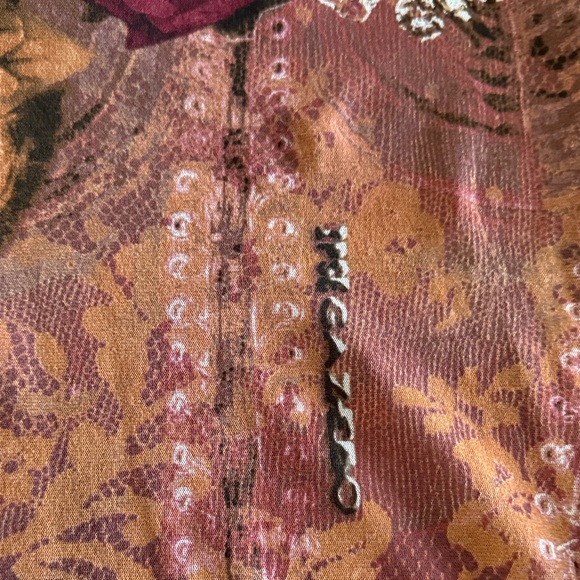 Ipse Gazebo made in Italy Floral Mesh Long Sleeve Top in Burgundy and Rust - Picture 2 of 5